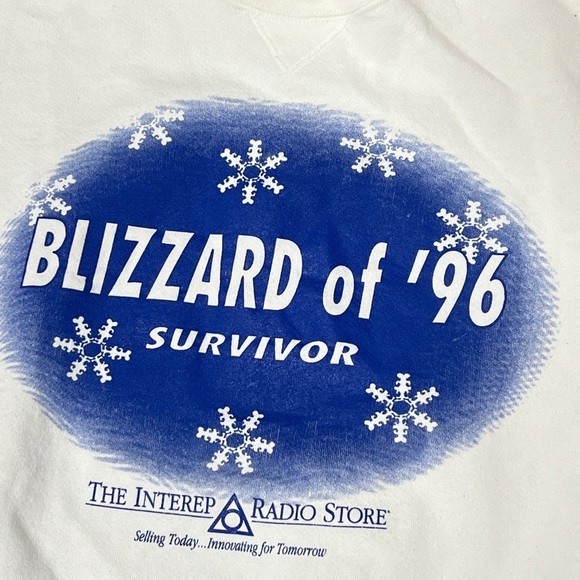 Vintage 90s Blizzard of 1996 Travel Tourism Pullover Jumper Sweatshirt Mens - Picture 2 of 4